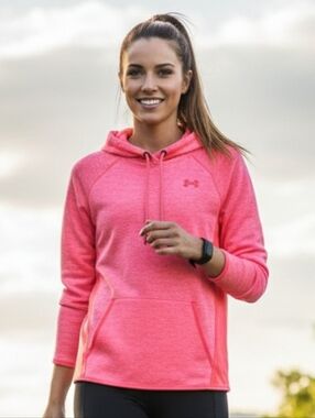 NWOT Under Armour S Pink Heathered Performance Wear Activewear Outdoor Hoodie